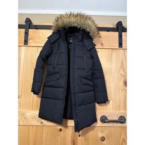 Noize Addie Mid Length Hooded Vegan Parka Black Size S